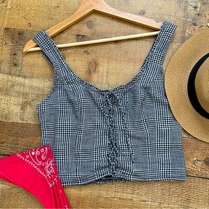 Black + White Plaid Crop Top Abercrombie + Fitch